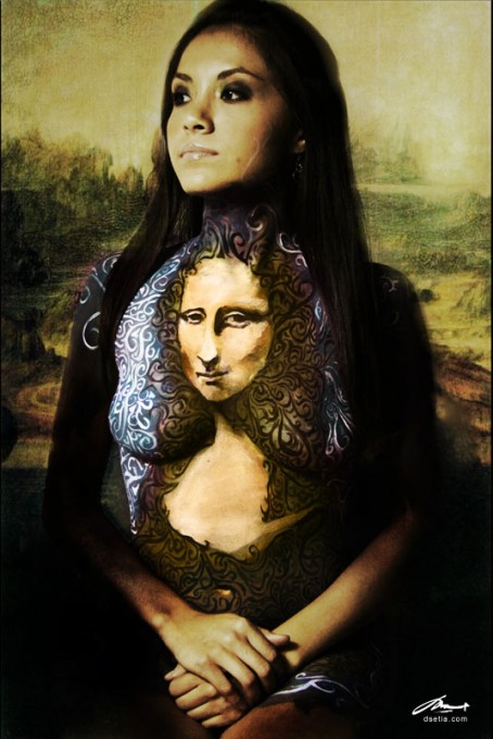 Mona Lisa after da Vinci body painting by Danny Setiawan