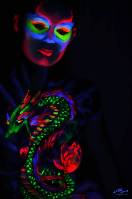 Chinese Dragon UV body painting by Danny Setiawan