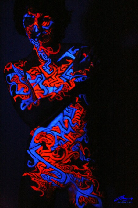 Tribal UV body painting by Danny Setiawan