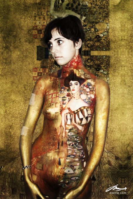 portrait of Adele Bloch Bauer body painting by Danny Setiawan
