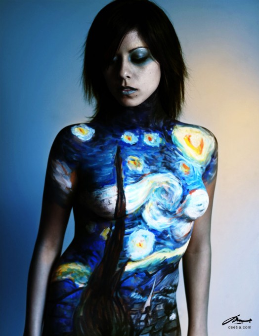Starry Night after Van Gogh body painting by Danny Setiawan
