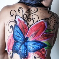 butterfly and flower non-nude body painting design ideas