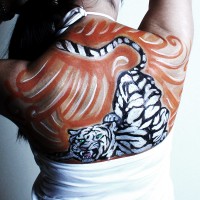 white tiger non-nude body painting idea