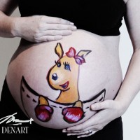 Kangaroo maternity belly painting