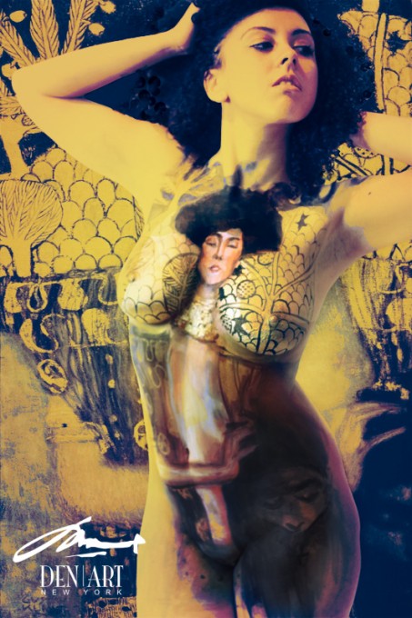 Judith: body painting reproduction of Klimt's painting