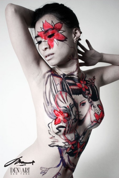 Unmasked evil geisha body painting by Danny Setiawan