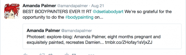 twitter thanking body painter from Amanda Palmer