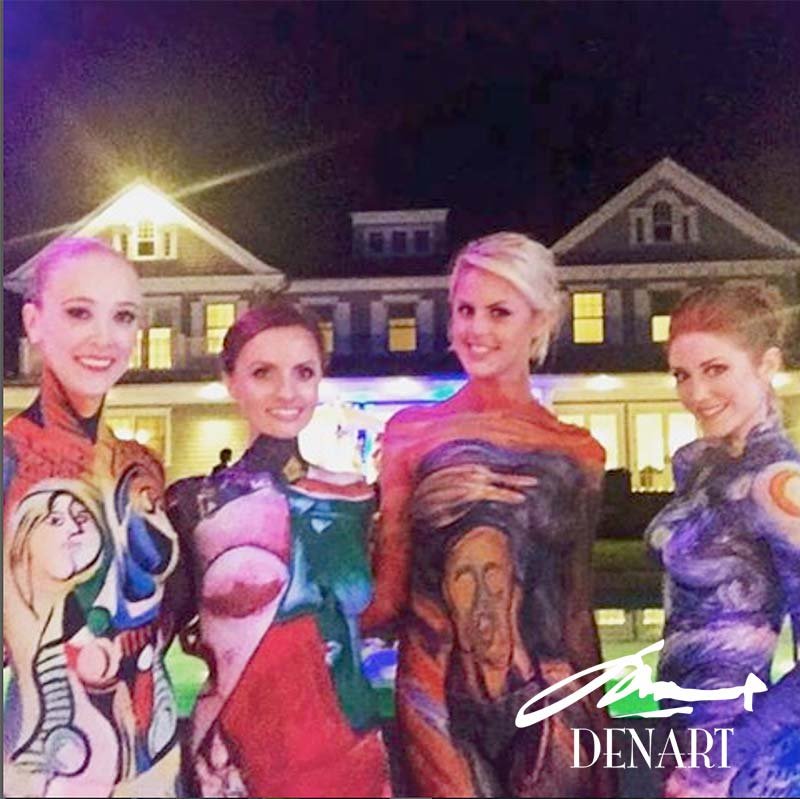 Guests with full body art at a private party