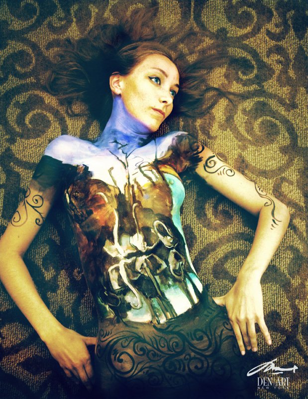 Swans Reflecting Elephants Body Painting