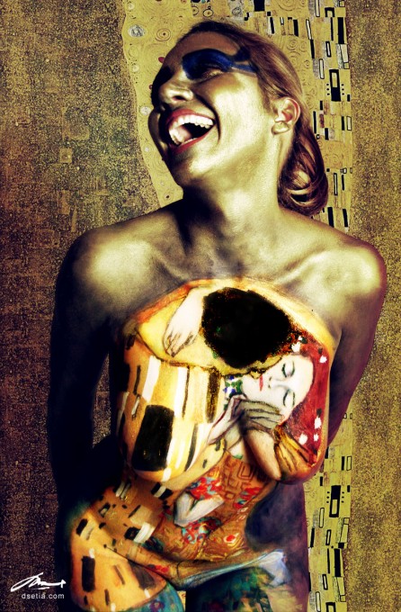 Kiss after Klimt body painting by Danny Setiawan