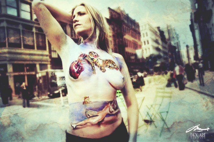 gala tigers after dali body painting