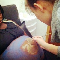 maternity body painting process