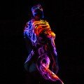 back side of burning phoenix uv body painting