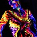 burning uv phoenix body painting at DenArt studio NYC