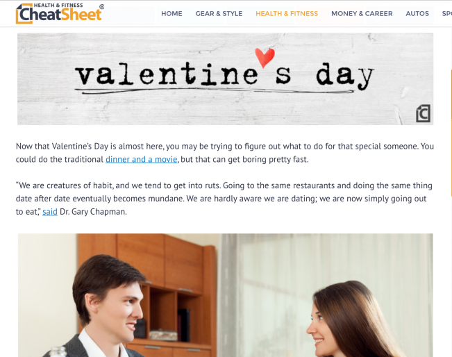 Screenshot image of Cheatsheet Valentine's day guide