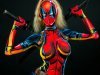 Woman transforms into incredible superheroes by painting costumes onto her body