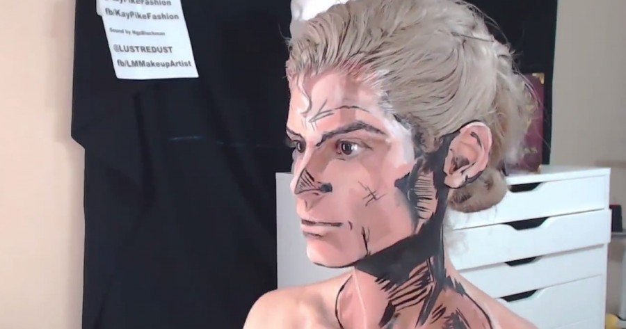 Artist body paints herself into a perfect Superman, live-streams the whole 15-hour process.