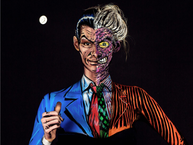 This artist paints on her body to transform herself into trippy 2D comic superheroes