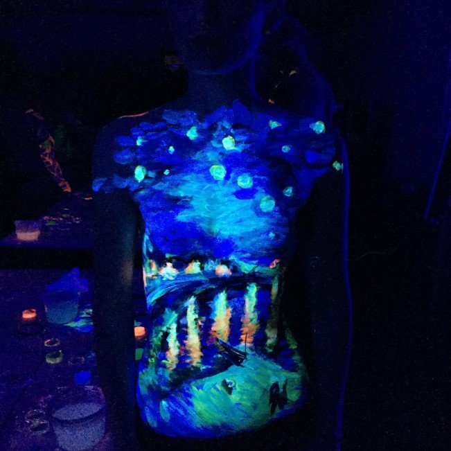 Starry Night over the Rhone UV body painting